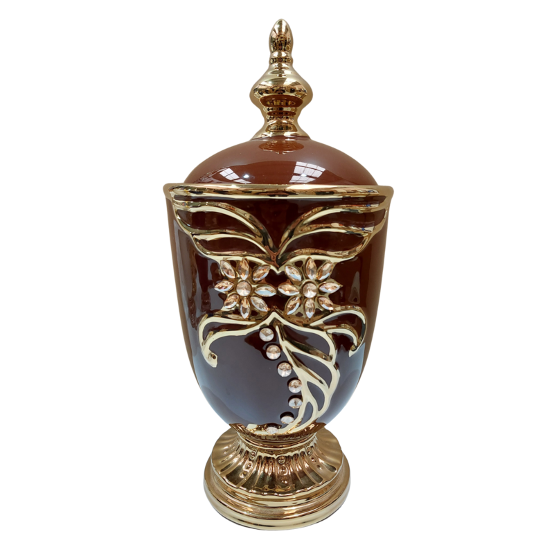 Tibor Porcelana 41 x 19 cm Diamantes (Marron con dorado) 16 in